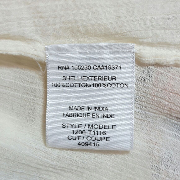 Joie Embroidered Boho Peasant Top Long Sleeve Lightweight Ivory Cream Cotton M - Picture 14 of 16